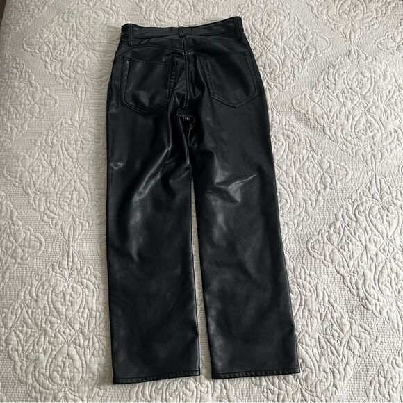 Abercrombie Mixed Fabric Ankle Straight Jean-Black With Leather size 27/4 - Picture 7 of 8
